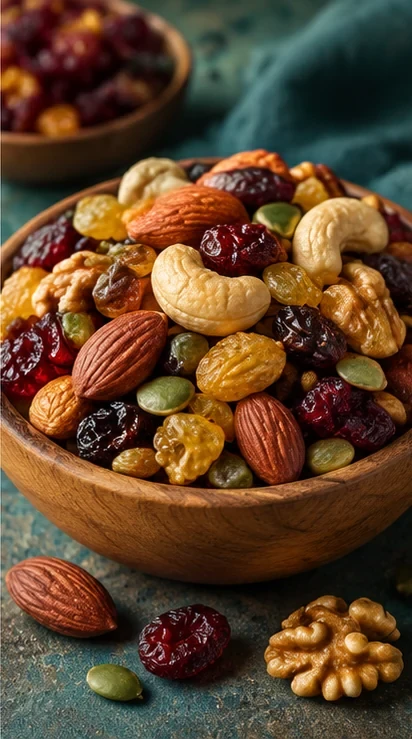 Trail mix with nuts and dried fruit